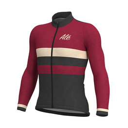 ALÉ Cyklistický dres s dlhým rukávom letný - VINTAGE SMR MERINO - čierna/fialová