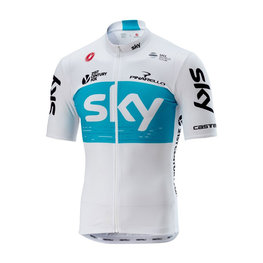 CASTELLI Cyklistický dres s krátkym rukávom - SKY 2018 FAN - biela/svetlo modrá
