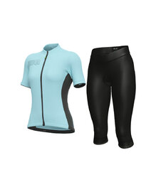 ALÉ Cyklistický krátky dres a krátke nohavice - COLOR BLOCK LADY - modrá/čierna