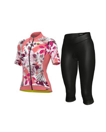 ALÉ Cyklistický krátky dres a krátke nohavice - PR-S GARDEN LADY - ružová/čierna