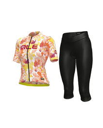 ALÉ Cyklistický krátky dres a krátke nohavice - PR-S AMAZZONIA LADY - oranžová/čierna