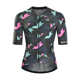 MONTON Cyklistický dres s krátkym rukávom - AUTUMN COLORS - čierna/modrá/ružová