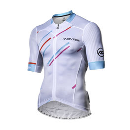 MONTON Cyklistický dres s krátkym rukávom - COLORE PIOGGIA - biela