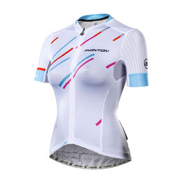 MONTON Cyklistický dres s krátkym rukávom - COLORE PIOGGIA LADY - biela