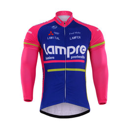 Cyklistický dres s dlhým rukávom zimný - LAMPRE 2017 WINTER - modrá/ružová