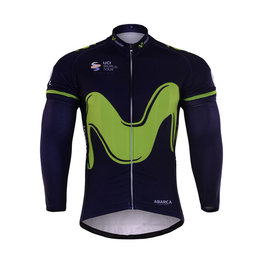 BONAVELO Cyklistický dres s dlhým rukávom zimný - MOVISTAR 2017 WINTER - zelená/modrá