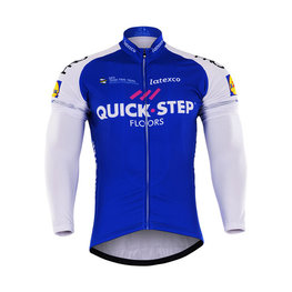 Cyklistický dres s dlhým rukávom zimný - QUICKSTEP 2017 WNT - biela/modrá