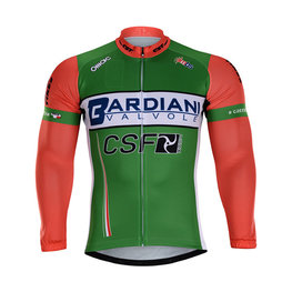 Cyklistický dres s dlhým rukávom zimný - BARDIANI 2018 WINTER - zelená/oranžová
