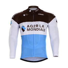 Cyklistický dres s dlhým rukávom letný - AG2R 2018 SUMMER - svetlo modrá/hnedá/biela