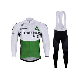 BONAVELO Cyklistický zimný dres a nohavice - D. DATA 2018 WINTER - biela/zelená/čierna