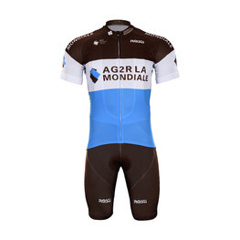BONAVELO Cyklistický krátky dres a krátke nohavice - AG2R 2018 - hnedá/biela/modrá