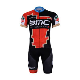 BONAVELO Cyklistický krátky dres a krátke nohavice - BMC 2018 - červená/čierna