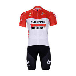 BONAVELO Cyklistický krátky dres a krátke nohavice - LOTTO 2018 - biela/čierna/červená