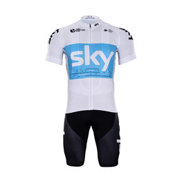 BONAVELO Cyklistický krátky dres a krátke nohavice - SKY 2018 - biela/modrá/čierna