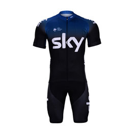 BONAVELO Cyklistický krátky dres a krátke nohavice - SKY 2019 KIDS - čierna/modrá