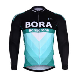 BONAVELO Cyklistický dres s dlhým rukávom letný - BORA 2019 SUMMER - čierna/zelená