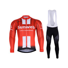 BONAVELO Cyklistický dlhý dres a nohavice - SUNWEB 2019 SUMMER - čierna/červená