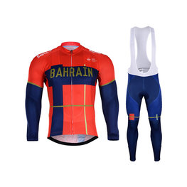 BONAVELO Cyklistický zimný dres a nohavice - B. MERIDA 2019 WNT - modrá/červená