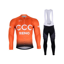 BONAVELO Cyklistický zimný dres a nohavice - CCC 2019 WINTER - oranžová/čierna