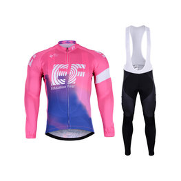 BONAVELO Cyklistický zimný dres a nohavice - EDUCATION F. '19 WNT - ružová/modrá/čierna