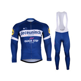 BONAVELO Cyklistický zimný dres a nohavice - QUICKSTEP 2019 WNT - modrá