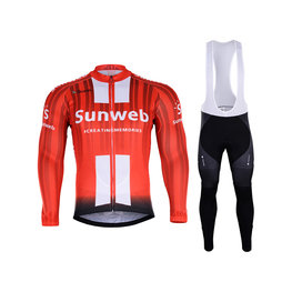 BONAVELO Cyklistický zimný dres a nohavice - SUNWEB 2019 WINTER - čierna/červená