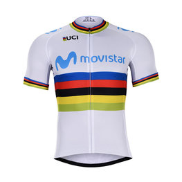 BONAVELO Cyklistický dres s krátkym rukávom - MOVISTAR UCI 2019 - biela