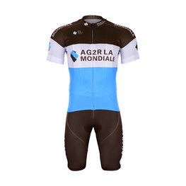 BONAVELO Cyklistický krátky dres a krátke nohavice - AG2R 2019 - biela/modrá/hnedá