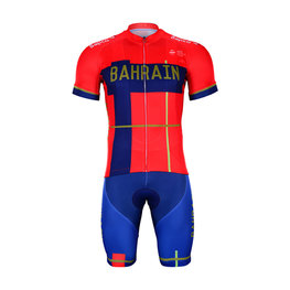 BONAVELO Cyklistický krátky dres a krátke nohavice - BAHRAIN MERIDA 2019 - modrá/červená