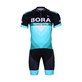 BONAVELO Cyklistický krátky dres a krátke nohavice - BORA 2019 - biela/čierna/zelená