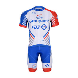 BONAVELO Cyklistický krátky dres a krátke nohavice - GROUPAMA FDJ 2019 - červená/biela/modrá