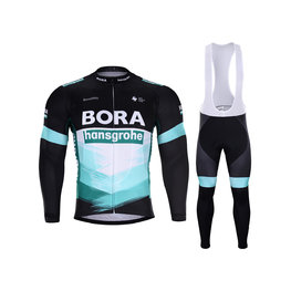 BONAVELO Cyklistický zimný dres a nohavice - BORA 2020 WINTER - čierna/zelená/biela