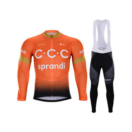 BONAVELO Cyklistický zimný dres a nohavice - CCC 2020 WINTER - oranžová/čierna