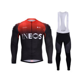 BONAVELO Cyklistický zimný dres a nohavice - INEOS 2020 WINTER - červená/čierna