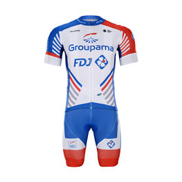 BONAVELO Cyklistický krátky dres a krátke nohavice - GROUPAMA FDJ 2020 - biela/červená/modrá