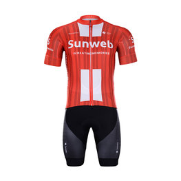 BONAVELO Cyklistický krátky dres a krátke nohavice - SUNWEB 2020 - čierna/červená