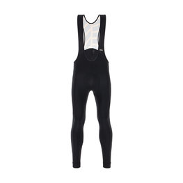 SANTINI Cyklistické nohavice dlhé s trakmi - SVOLTA WINTER - čierna/oranžová