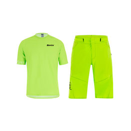 SANTINI Cyklistický MTB dres a nohavice - SASSO MTB - zelená