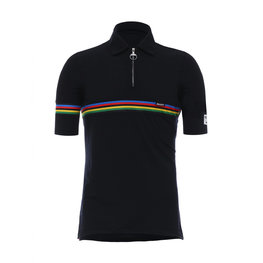 SANTINI Cyklistické tričko s krátkym rukávom - UCI RAINBOW WOOL - dúhová/čierna