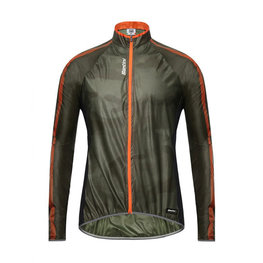 SANTINI Cyklistická vetruodolná bunda - FINE WINDBREAKER - oranžová/zelená