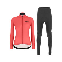 SANTINI Cyklistický zimný dres a nohavice - COLORE LADY WINTER - čierna/ružová
