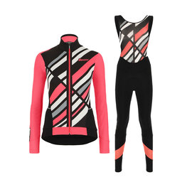 SANTINI Cyklistický zimný dres a nohavice - CORAL R. LADY WINTER - čierna/ružová
