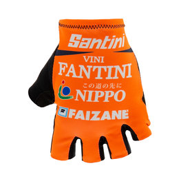 SANTINI Cyklistické rukavice krátkoprsté - NIPPO FANTINI 2019 - oranžová/modrá/biela