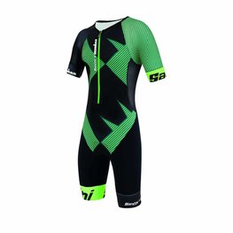 SANTINI Cyklistický overal - X IRONMAN CUPIO - čierna/zelená