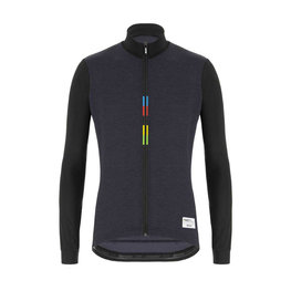 SANTINI Cyklistický dres s dlhým rukávom zimný - UCI RAINBOW WINTER - čierna