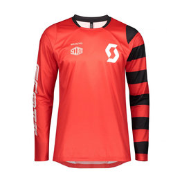 SCOTT Cyklistický dres s dlhým rukávom letný - TRAIL VERTIC SUMMER - červená/biela