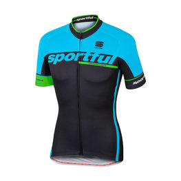 SPORTFUL Cyklistický dres s krátkym rukávom - SC TEAM - čierna/svetlo modrá