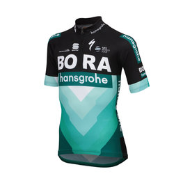 SPORTFUL Cyklistický dres s krátkym rukávom - BORA 2019 KIDS - čierna/zelená