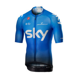 CASTELLI Cyklistický dres s krátkym rukávom - TEAM SKY 2019 - biela/svetlo modrá/čierna