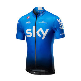 CASTELLI Cyklistický dres s krátkym rukávom - TEAM SKY FAN 2019 - biela/čierna/svetlo modrá